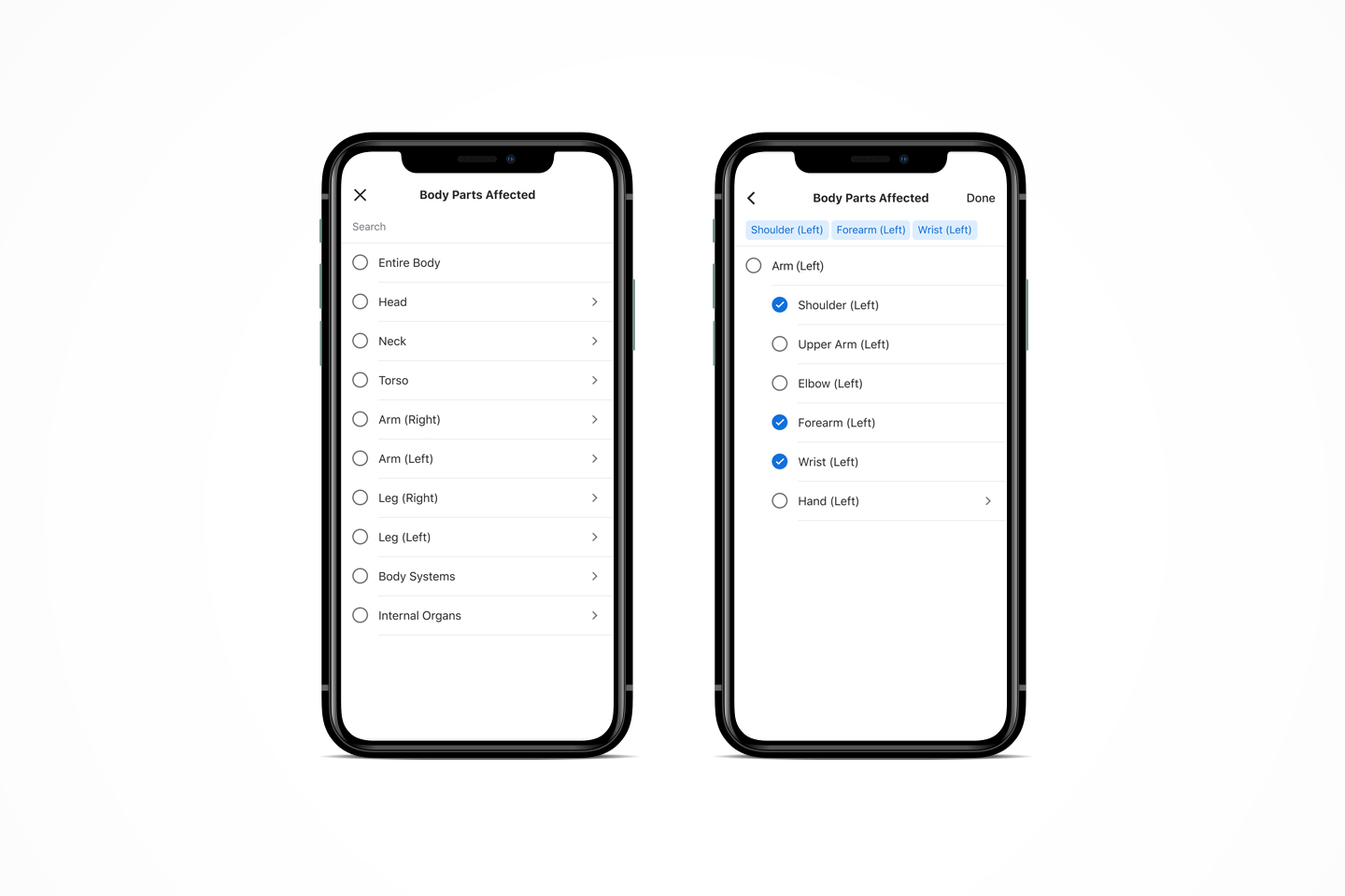 2 mobile screens with updated picker